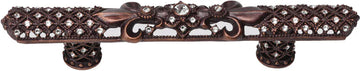 Versailles 4'' cc large pull Fleur De Lys with Swarovski Crystals and decorative column feet 7630