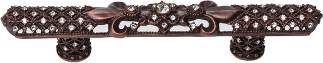 Versailles 4'' cc large pull Fleur De Lys with Swarovski Crystals and decorative column feet 7630