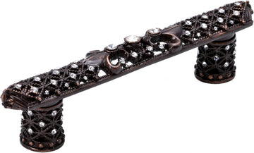 Versailles 4'' cc small pull Fleur De Lys with Swarovski Crystals and decorative column feet 7635