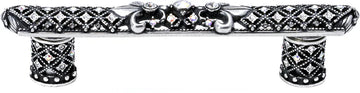 Versailles 7635-9CAB Chalice 4'' cc small pull Fleur De Lys w/ Swarovski Crystals and decorative column feet 7635-9CAB
