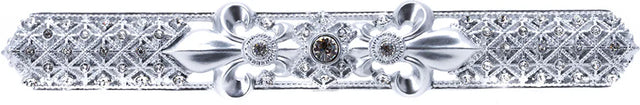 Versailles 7638-24C Platinum 5'' cc large pull Fleur De Lys w/ Swarovski Crystals and decorative column feet 7638-24C