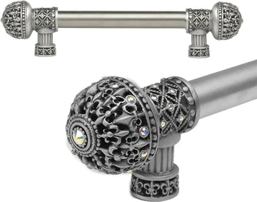 Versailles Fleur De Lys 6'' cc long pull large finial with Swarovski Crystals 7646