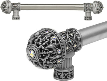 Versailles Fleur De Lys 9'' cc long pull large finial with Swarovski Crystals 7647