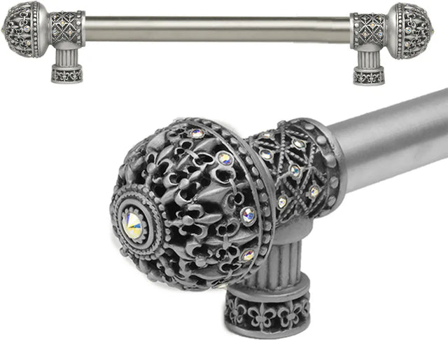 Versailles Fleur De Lys 9'' cc long pull large finial with Swarovski Crystals 7647