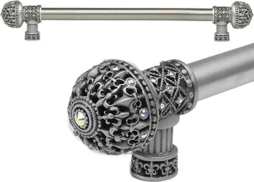 Versailles Fleur De Lys 12'' cc long pull large finial with Swarovski Crystals 7648