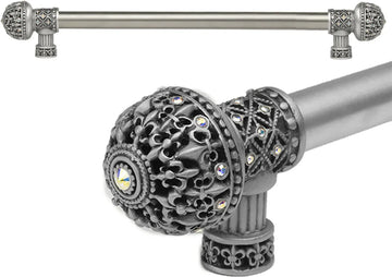 Versailles Fleur De Lys 18'' cc long pull large finial with Swarovski Crystals 7649