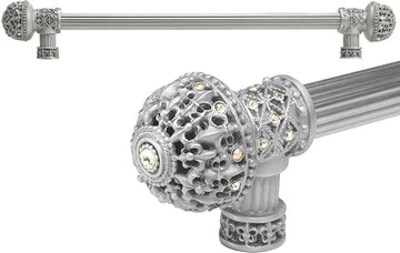 Versailles 7649R-23AB Chrysalis Fleur De Lys 18'' cc long pull large finial w/ Swarovski Crystals w/ 5/8'' reeded center 7649R-23AB