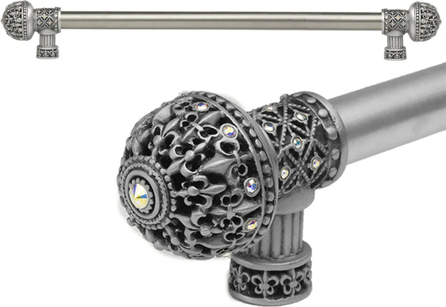 Versailles Fleur De Lys 22'' cc long pull large finial with Swarovski Crystals 7650