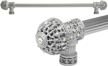 Versailles 7650R-23AB Chrysalis Fleur De Lys 22'' cc long pull large finial w/ Swarovski Crystals w/ 5/8'' reeded center 7650R-23AB