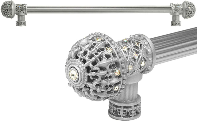Versailles 7650R-23AB Chrysalis Fleur De Lys 22'' cc long pull large finial w/ Swarovski Crystals w/ 5/8'' reeded center 7650R-23AB