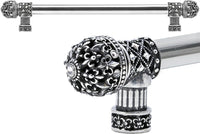 Versailles Fleur De Lys 12'' cc long pull small finial with Swarovski Crystals 7655