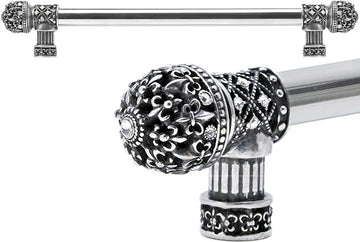 Versailles Fleur De Lys 12'' cc long pull small finial with Swarovski Crystals 7655