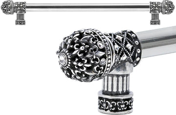 Versailles Fleur De Lys 18'' cc long pull small finial with Swarovski Crystals 7656