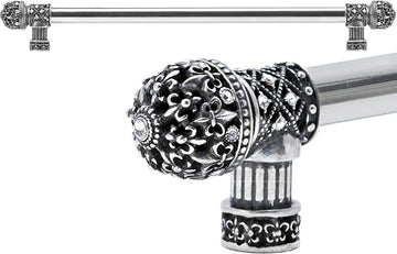 Versailles Fleur De Lys 22'' cc long pull small finial with Swarovski Crystals 7657