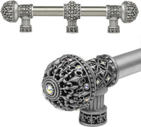 Versailles Fleur De Lys 6'' cc long pull large finial with Swarovski Crystals with center brace 7660