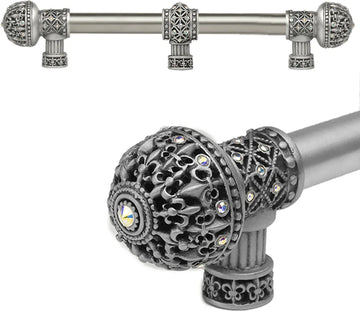 Versailles Fleur De Lys 9'' cc long pull large finial with Swarovski Crystals with center brace 7661