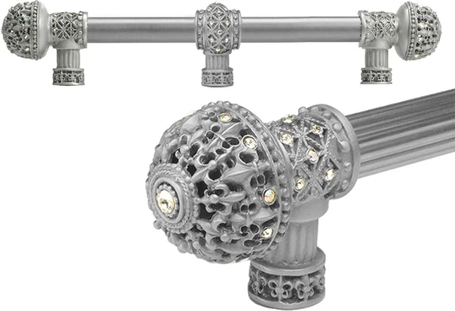 Versailles 7661-23AB Chrysalis Fleur De Lys 9'' cc long pull large finial w/ Swarovski Crystals w/ 5/8'' smooth center w/ center brace 7661-23AB