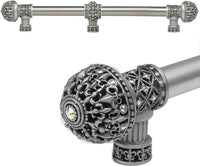 Versailles Fleur De Lys 12'' cc long pull large finial with Swarovski Crystals with center brace 7662