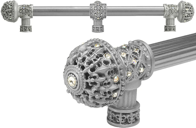 Versailles 7662-23AB Chrysalis Fleur De Lys 12'' cc long pull large finial w/ Swarovski Crystals w/ 5/8'' smooth center w/ center brace 7662-23AB
