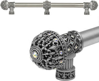 Versailles Fleur De Lys 18'' cc long pull large finial with Swarovski Crystals with center brace 7663