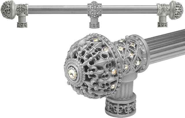 Versailles 7663-23AB Chrysalis Fleur De Lys 18'' cc long pull large finial w/ Swarovski Crystals w/ 5/8'' smooth center w/ center brace 7663-23AB