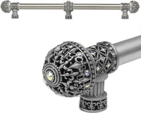 Versailles Fleur De Lys 22'' cc long pull large finial with Swarovski Crystals with center brace 7664