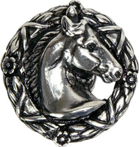 Americana horse in classic laurel leaf wreath knob right in finish Chalice 8001-9