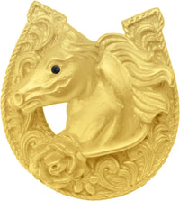 Classic Western Horse in a horse shoe w/ a rose knob left 8030-8