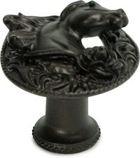 Americana horse in a horse shoe with a rose knob right in finish Bronze 8031-12