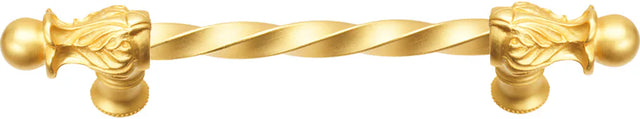 Acanthus 6'' cc with 3/8'' twist bar long pull Romanesque style in Gilded Mercury. 821-8
