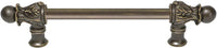 Acanthus 6'' cc with 1/2'' smooth bar long pull Romanesque style in Antique Brass. 821S-3