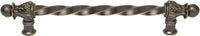 Acanthus 9'' cc with 3/8'' twist bar long pull Romanesque style in Antique Brass. 822-3