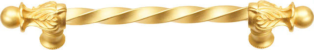 Acanthus 9'' cc with 3/8'' twist bar long pull Romanesque style in Gilded Mercury. 822-8
