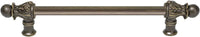 Acanthus 9'' cc with 1/2'' smooth bar long pull Romanesque style in Antique Brass. 822S-3