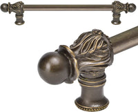 Acanthus 9'' cc with 1/2'' smooth bar long pull Romanesque style in Antique Brass. 822S-3