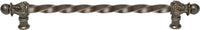 Acanthus 12'' cc with 3/8'' twist bar long pull Romanesque style in Antique Brass. 823-3