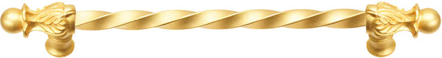 Acanthus 12'' cc with 3/8'' twist bar long pull Romanesque style in Gilded Mercury. 823-8