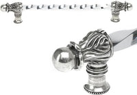 Acanthus 12'' cc with 3/8'' twist bar long pull Romanesque style in Chalice. 823-9