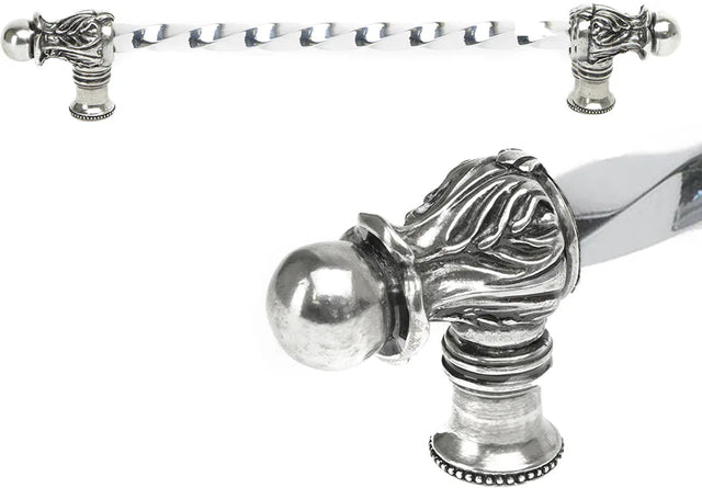Acanthus 12'' cc with 3/8'' twist bar long pull Romanesque style in Chalice. 823-9