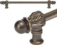 Acanthus 12'' cc with 1/2'' smooth bar long pull Romanesque style in Antique Brass. 823S-3