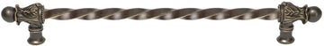 Acanthus 18'' cc with 3/8'' twist bar long pull Romanesque style in Antique Brass. 824-3