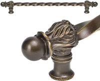 Acanthus 18'' cc with 3/8'' twist bar long pull Romanesque style in Antique Brass. 824-3