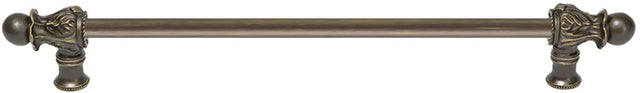 Acanthus 18'' cc with 1/2'' smooth bar long pull Romanesque style in Antique Brass. 824S-3