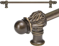 Acanthus 18'' cc with 1/2'' smooth bar long pull Romanesque style in Antique Brass. 824S-3