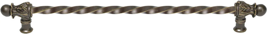 Acanthus 22'' cc with 3/8'' twist bar long pull Romanesque style in Antique Brass. 825-3