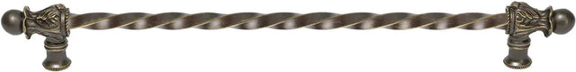 Acanthus 22'' cc with 3/8'' twist bar long pull Romanesque style in Antique Brass. 825-3