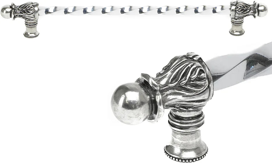 Acanthus 22'' cc with 3/8'' twist bar long pull Romanesque style in Chalice. 825-9