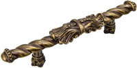Acanthus 4'' cc large pull Romanesque style in Antique Brass. 826-3