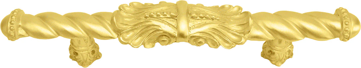 Acanthus 4'' cc large pull Romanesque style in Gilded Mercury. 826-8