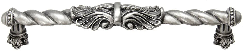 Acanthus 6'' cc large pull Romanesque style in Satin. 828-11